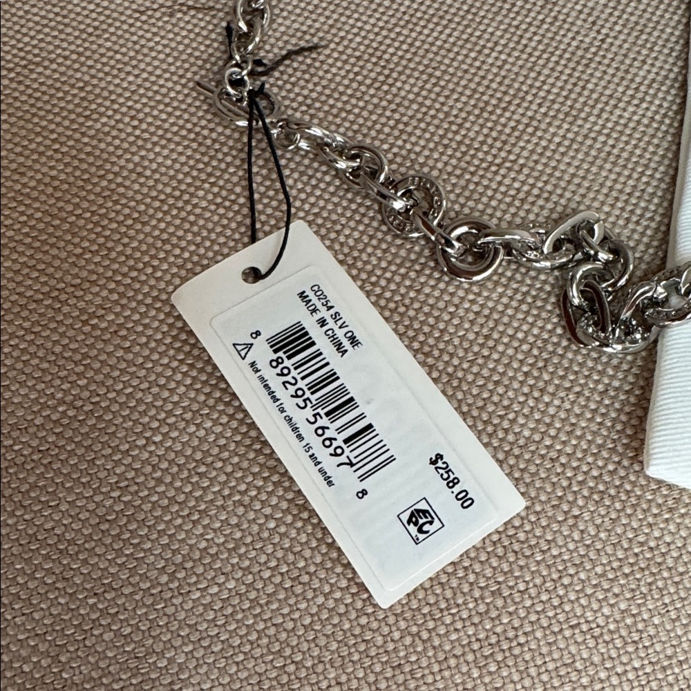 Open Coach Circle Silver Chain Necklace NWT - Picture 4 of 6